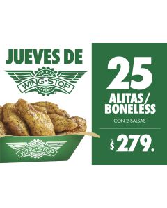 Jueves de Wingstop 25 pzas Mixto